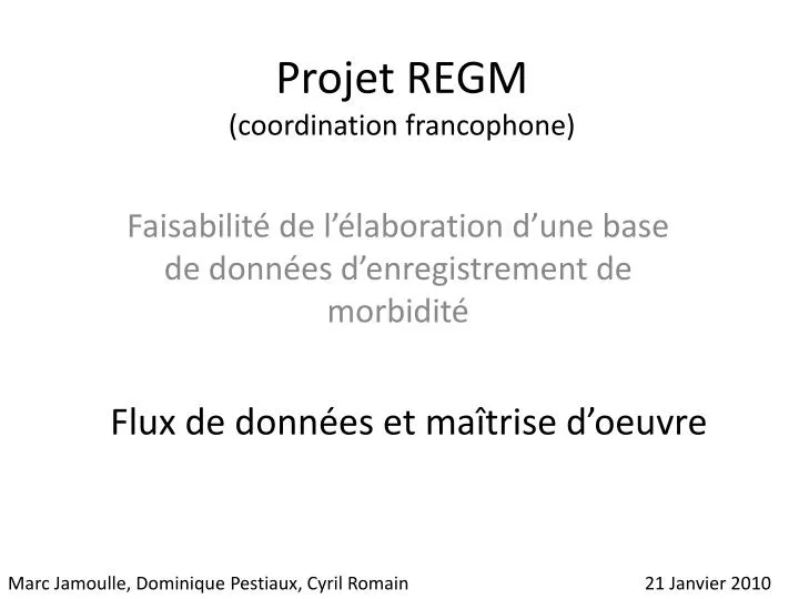 projet regm coordination francophone