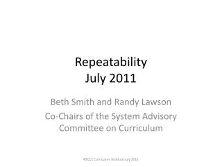 Repeatability July 2011
