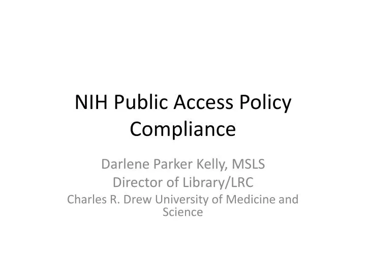 nih public access policy compliance