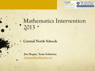 Mathematics Intervention 2013 Central North Schools