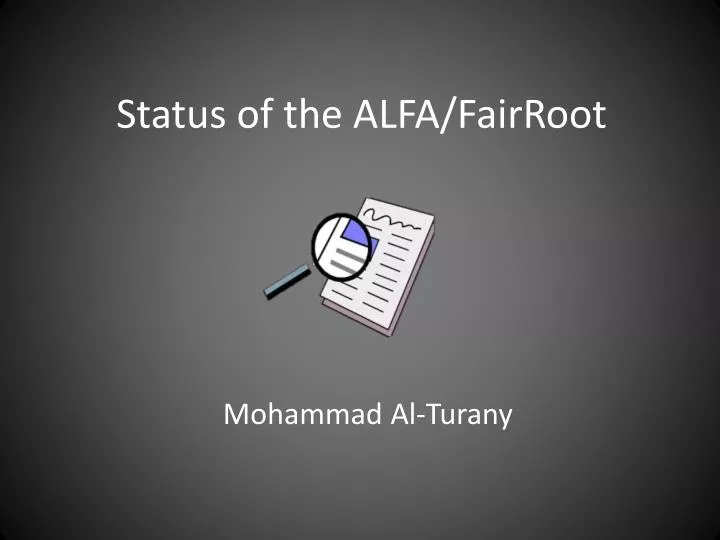 status of the alfa fairroot