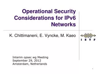 Operational Security Considerations for IPv6 Networks