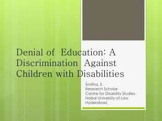 Denial of Education: A Discrimination Against Children with Disabilities