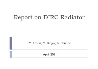 Report on DIRC Radiator