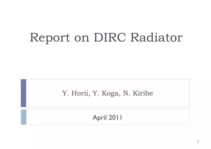 report on dirc radiator