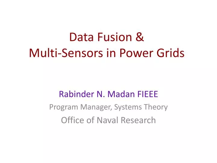 data f usion multi sensors in power grids