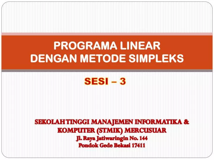 programa linear dengan metode simpleks