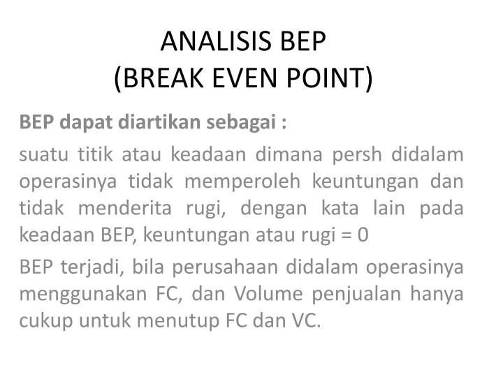 analisis bep break even point