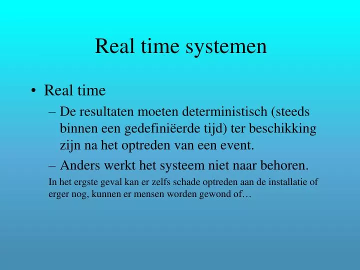 real time systemen