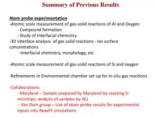 Summary of Previous Results