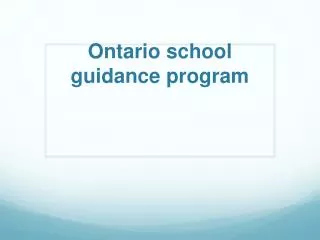 Ontario school guidance program