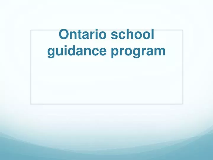 ontario school guidance program