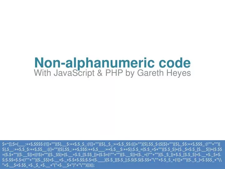 non alphanumeric code