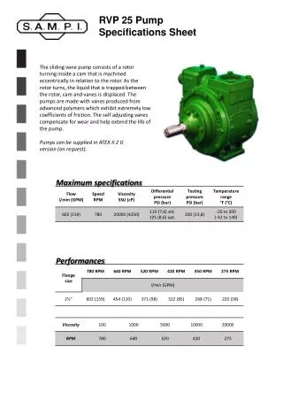 RVP 25 Pump Specifications Sheet
