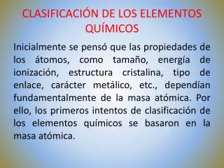 clasificaci n de los elementos qu micos