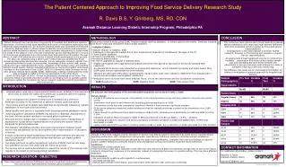The Patient Centered Approach to Improving Food Service Delivery Research Study