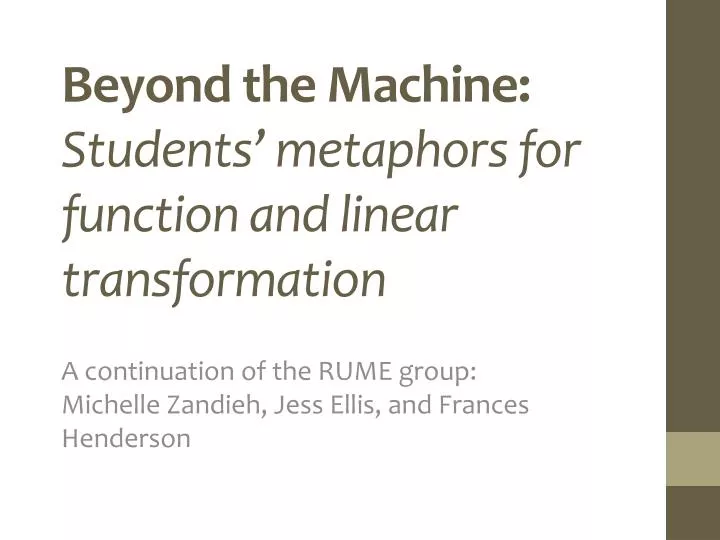 beyond the machine students metaphors for function and linear transformation