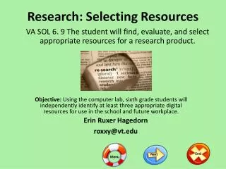 Research: Selecting Resources