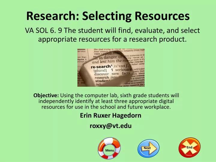 research selecting resources
