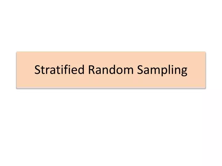 stratified random sampling