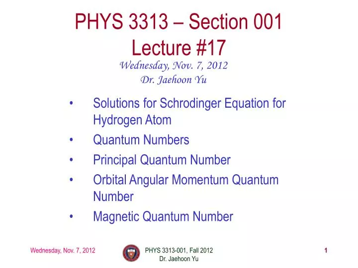 phys 3313 section 001 lecture 17