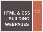 HTML &amp; CSS – Building Webpages - slide 1
