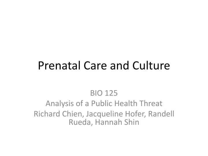 prenatal care and culture