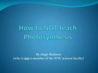 how to not teach photosynthesis