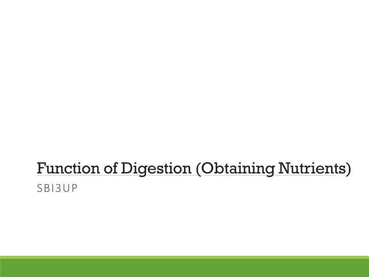 function of digestion obtaining nutrients