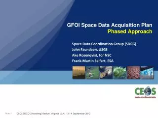 GFOI Space Data Acquisition Plan Phased Approach