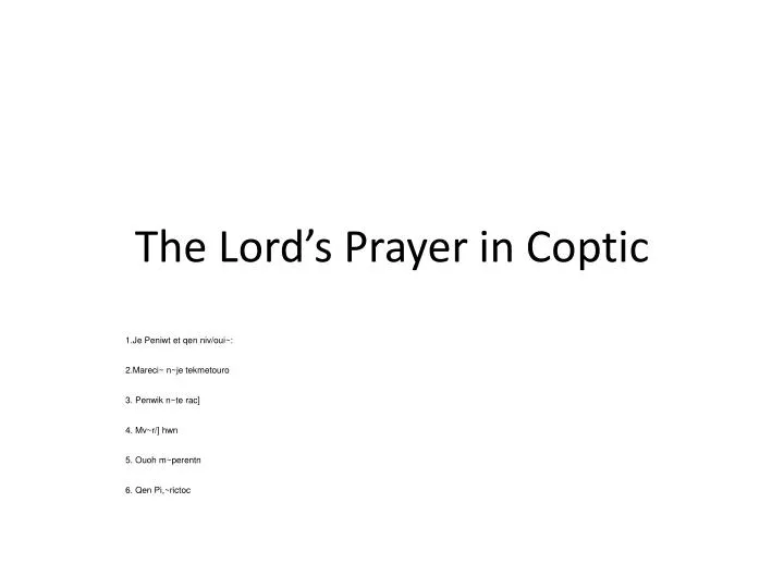 the lord s prayer in coptic