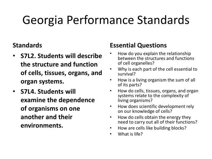 georgia performance standards