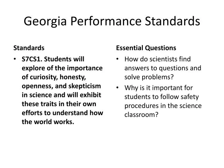 georgia performance standards