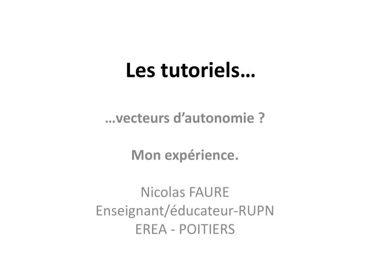 les tutoriels