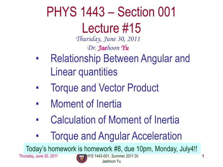 phys 1443 section 001 lecture 15