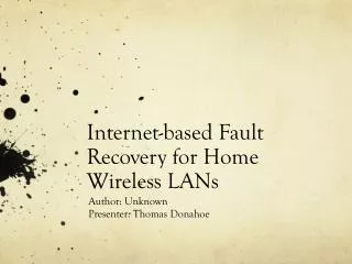 Internet-based Fault Recovery for Home Wireless LANs