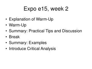 Expo e15, week 2