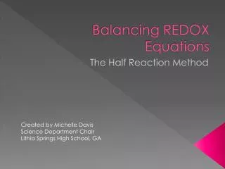 Balancing REDOX Equations