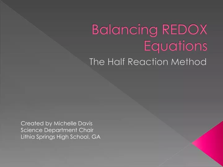 balancing redox equations