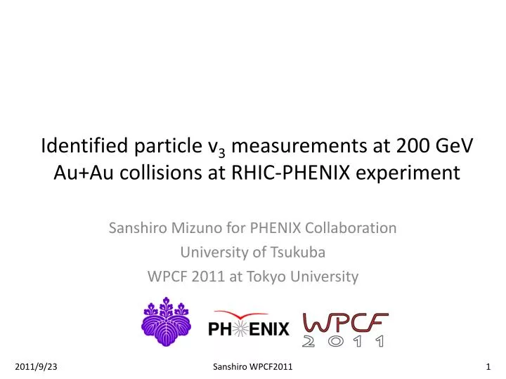 identified particle v 3 measurements at 200 gev au au collisions at rhic phenix experiment