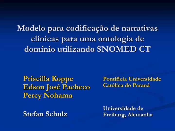 modelo para codifica o de narrativas cl nicas para uma ontologia de dom nio utilizando snomed ct