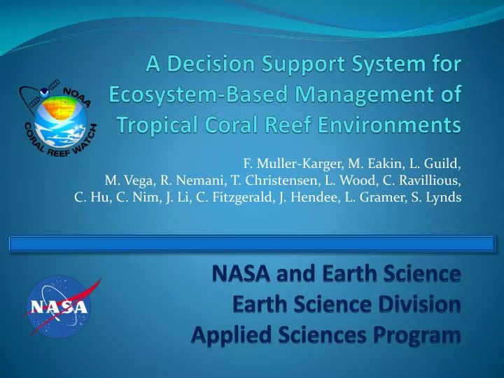 a decision support system for ecosystem based management of tropical coral reef environments