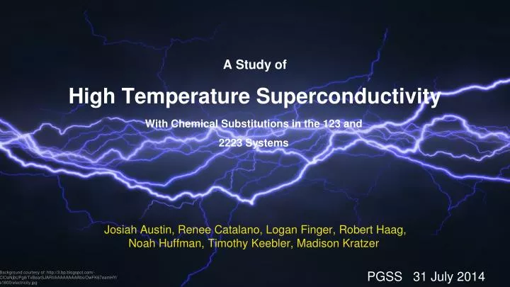 a study of high temperature superconductivity