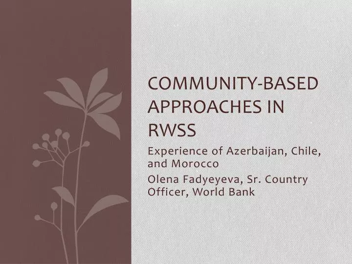 community based approaches in rwss