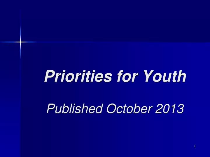 priorities for youth published october 2013