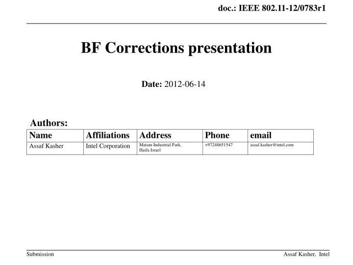 bf corrections presentation