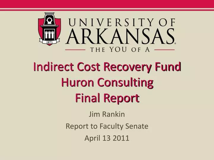 indirect cost recovery fund huron consulting final report