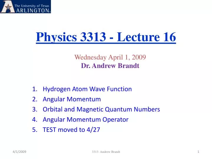 physics 3313 lecture 16