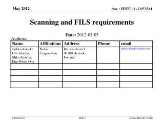 Scanning and FILS requirements