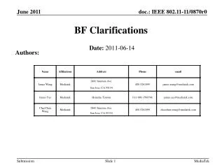 BF Clarifications